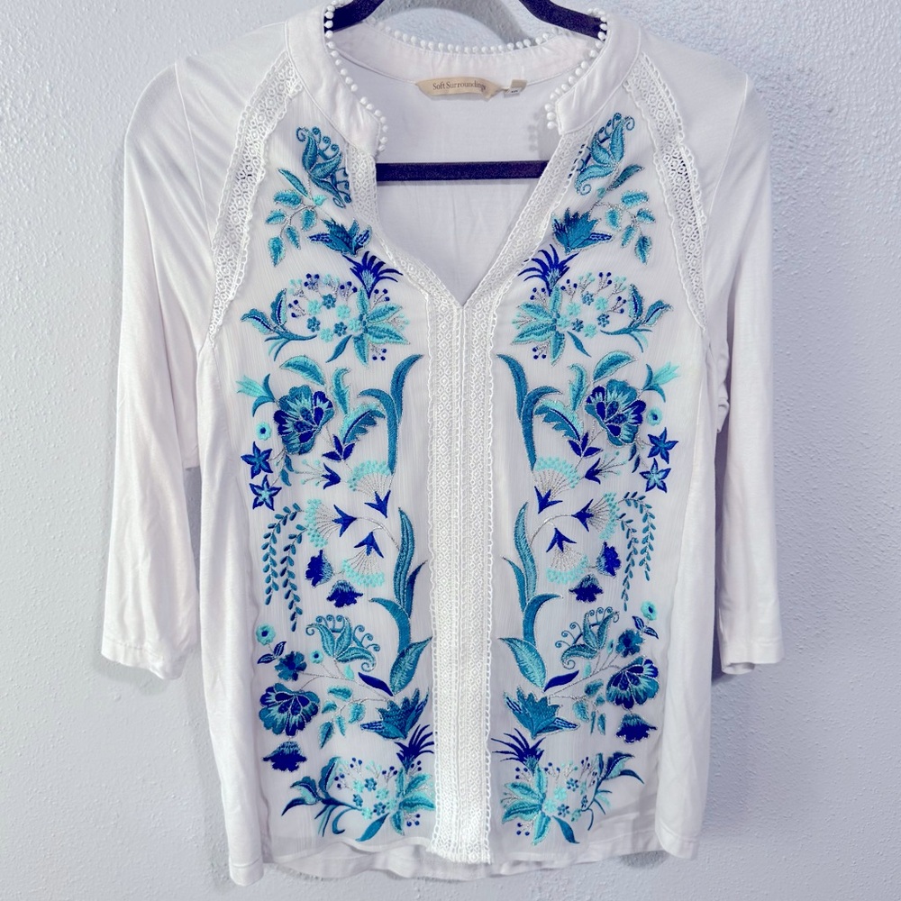 Soft Surrounding embroidered blouse small